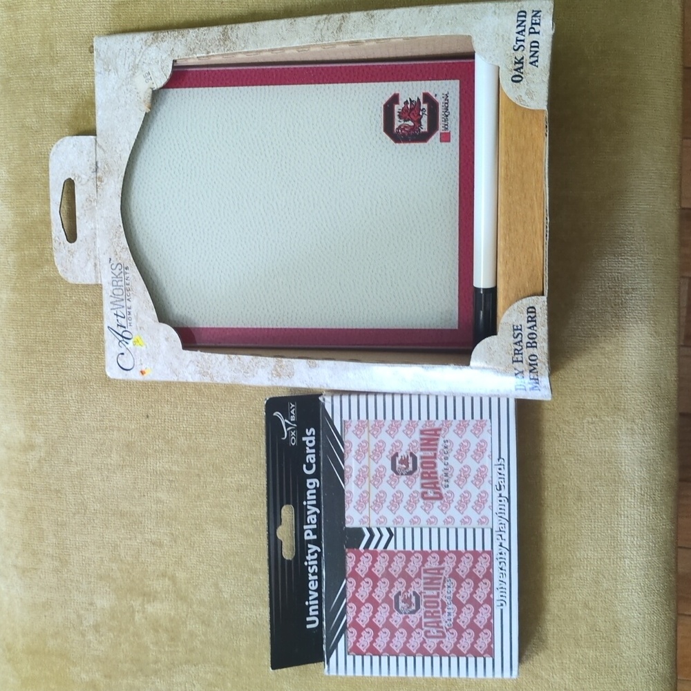 University of South Carolina playing cards and dry erase board